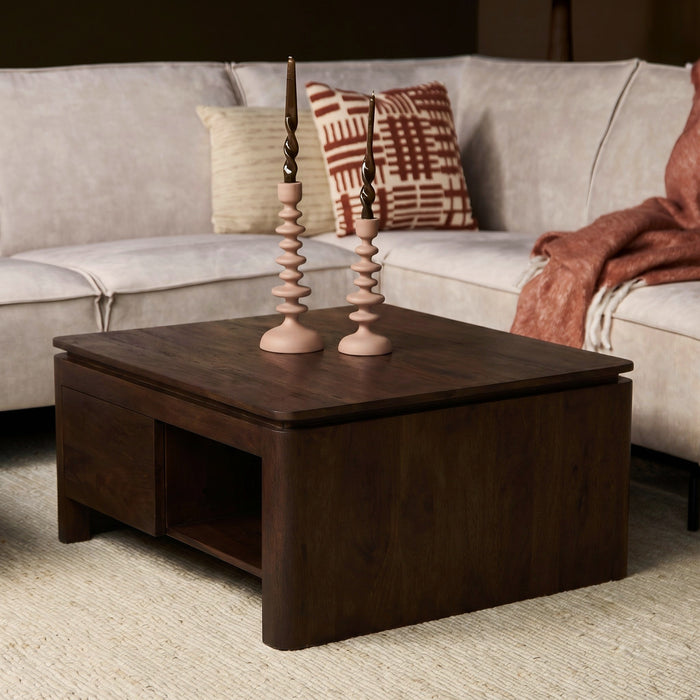 Vierkante Salontafel Dallas Bruin Mangohout 80 cm