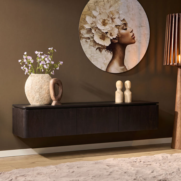 Zwevend tv meubel Dallas Bruin Mangohout 165 cm