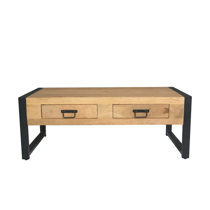 Salontafel Britt met twee lades Naturel Mangohout 120 cm