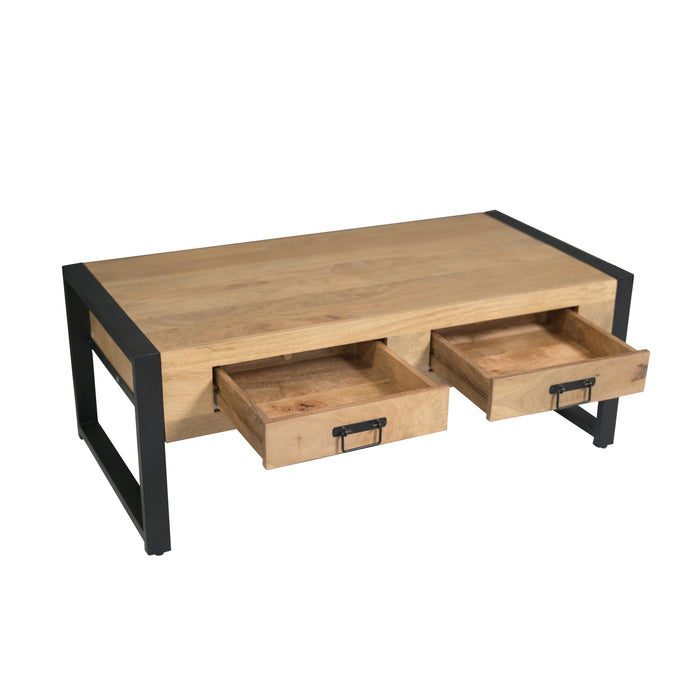 Salontafel Britt met twee lades Naturel Mangohout 120 cm