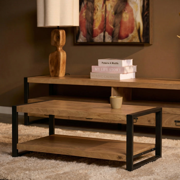 Salontafel Britt met onderblad Naturel Mangohout  110 cm