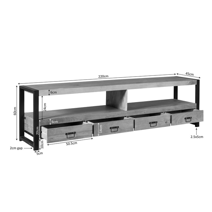 Tv meubel Britt Naturel Mangohout 220 cm
