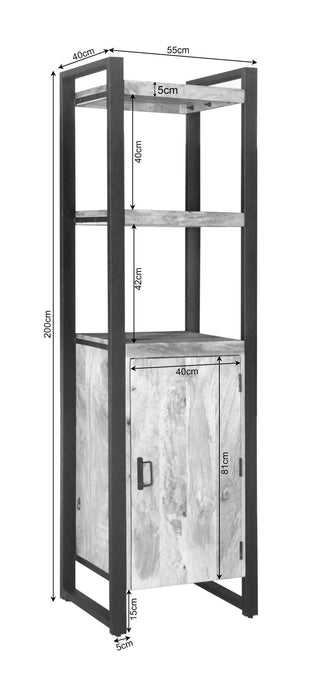 Boekenkast Britt met deur Naturel Mangohout 55 cm