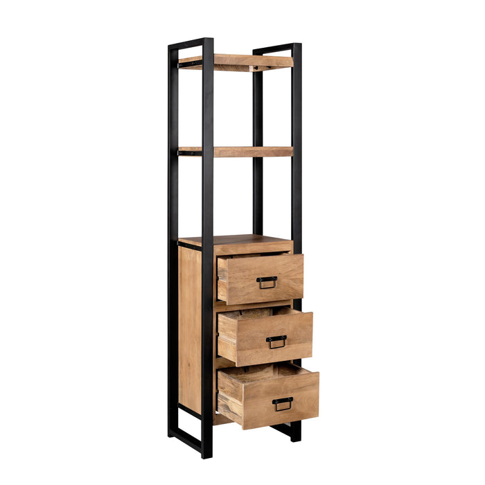 Boekenkast Britt met lades Naturel Mangohout  55 cm