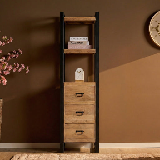 Boekenkast Britt met lades Naturel Mangohout  55 cm