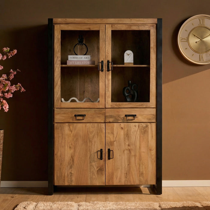 Vitrinekast Britt Naturel Mangohout  115 cm