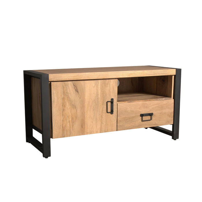 Tv meubel Britt met deur en open vak Naturel Mangohout  110 cm