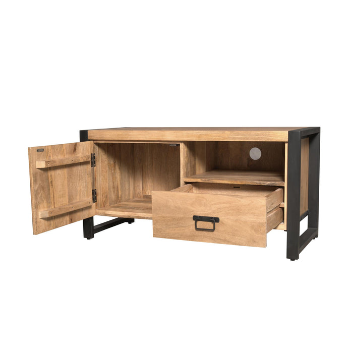 Tv meubel Britt met deur en open vak Naturel Mangohout  110 cm
