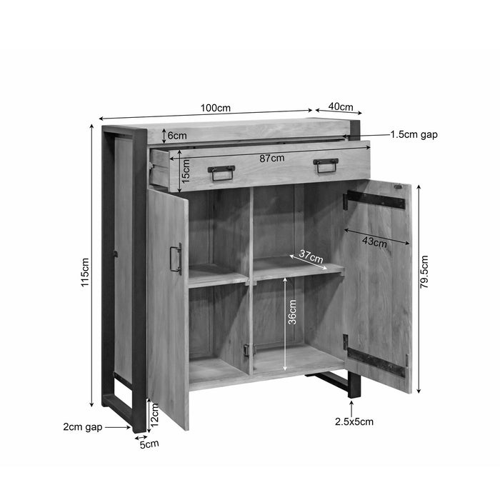 Kabinet kast Britt Naturel Mangohout  100 cm