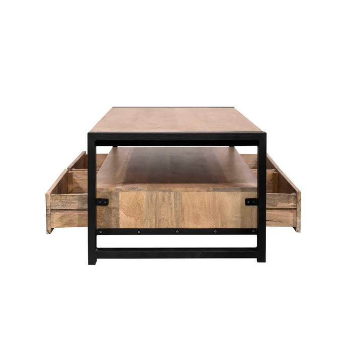 Salontafel Britt met vier lades Naturel  Mangohout  120 cm