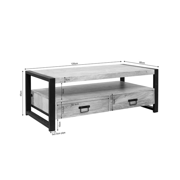 Salontafel Britt met vier lades Naturel  Mangohout  120 cm