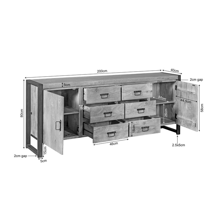 Dressoir Britt Naturel Mangohout  200 cm