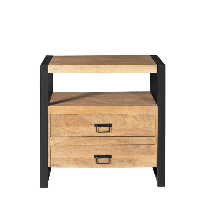 Ladenkast Britt Twee Lades Naturel Mangohout 80 cm