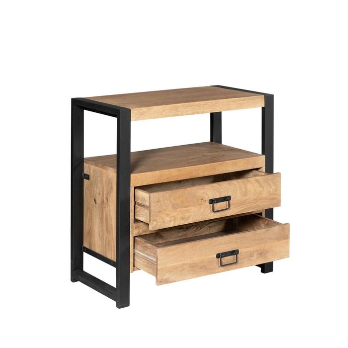 Ladenkast Britt Twee Lades Naturel Mangohout 80 cm