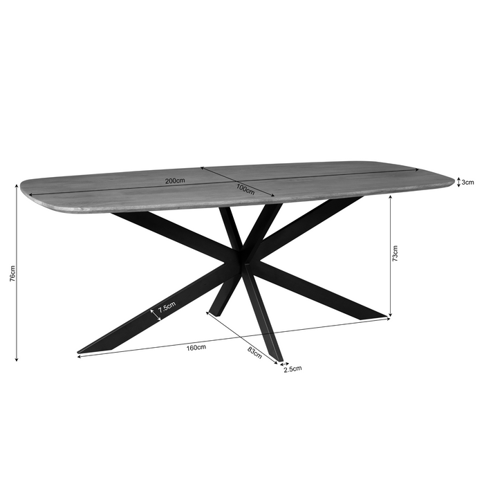 Deens ovale eettafel Elegance Zwart Mangohout 200 cm