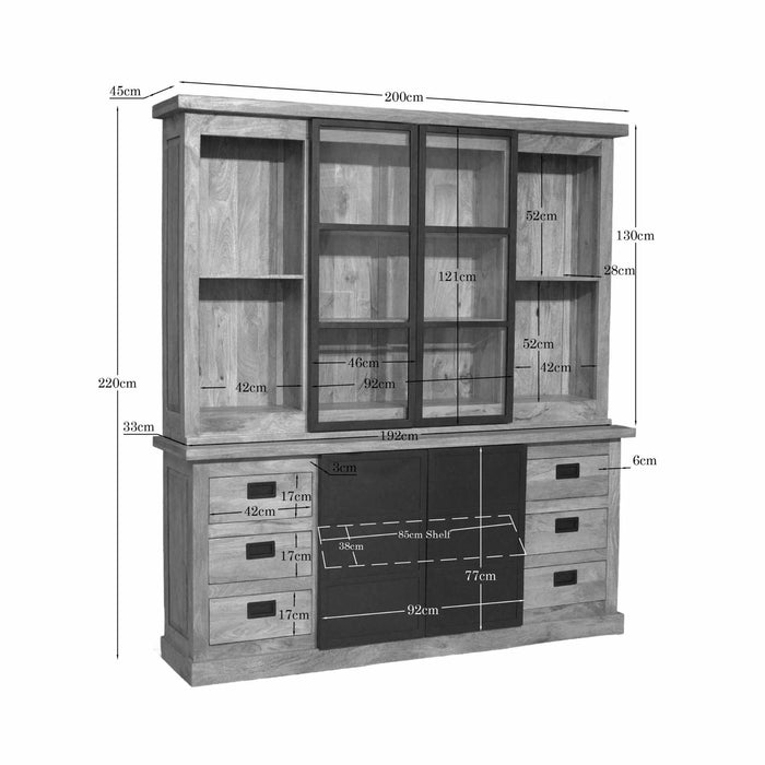 Vitrinekast Noa Naturel Mangohout 200 cm