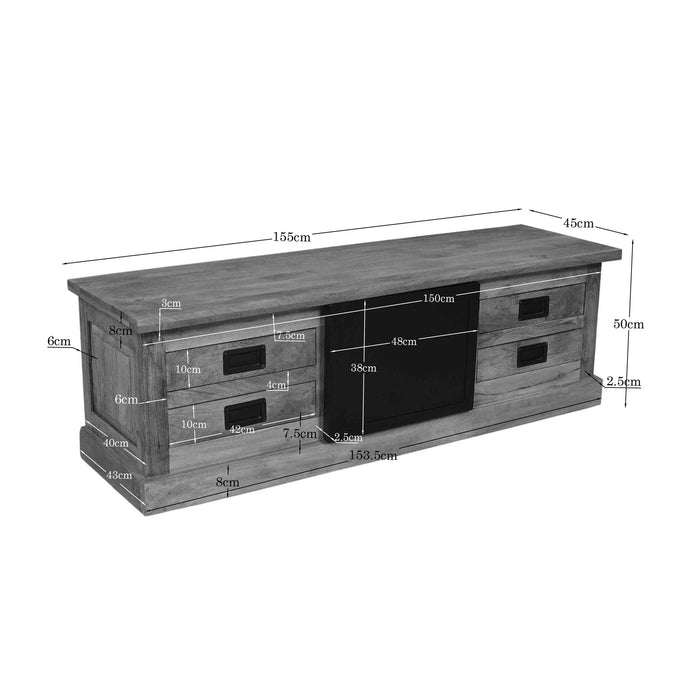 Tv meubel Noa  Naturel Mangohout 155 cm