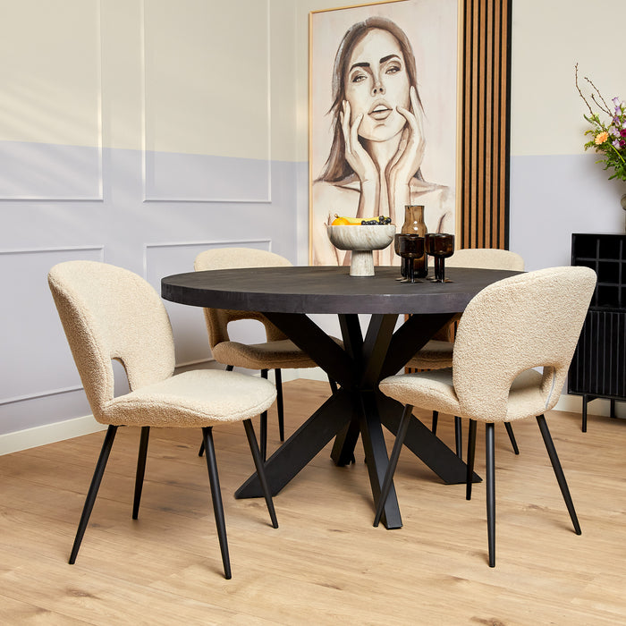 Ronde eettafel Denver Zwart Mangohout 110 cm
