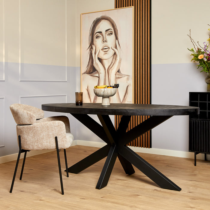 Ovale eettafel Denver Zwart Mangohout 160 cm