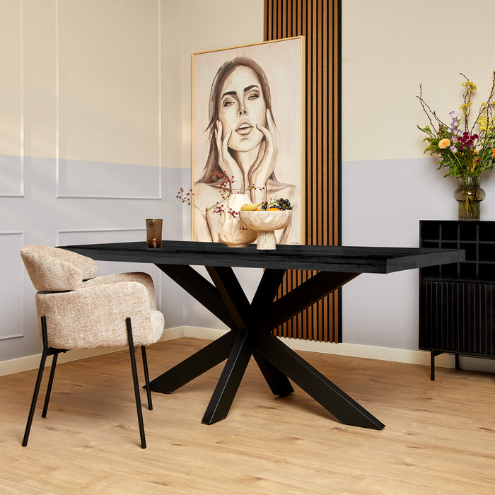 Rechthoekige eettafel Denver Zwart Mangohout 200 cm