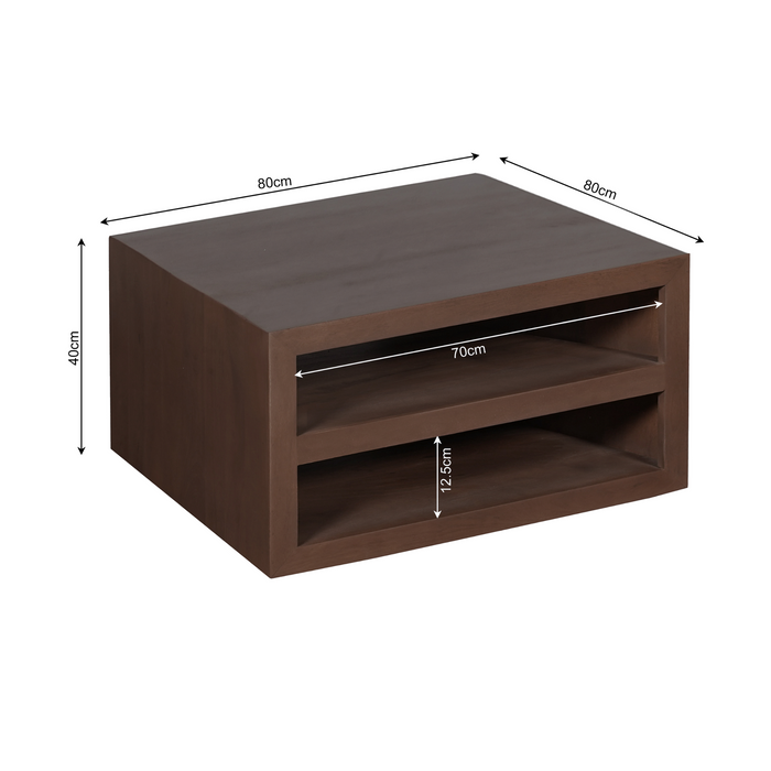 Vierkante salontafel Brussel Walnoot Mangohout 80 cm