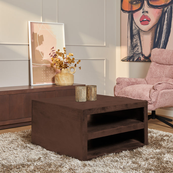 Vierkante salontafel Brussel Walnoot Mangohout 80 cm