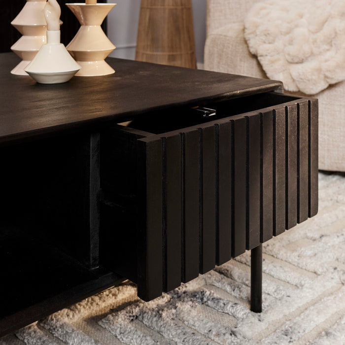 Vierkante salontafel Madison Zwart Mangohout 80 cm