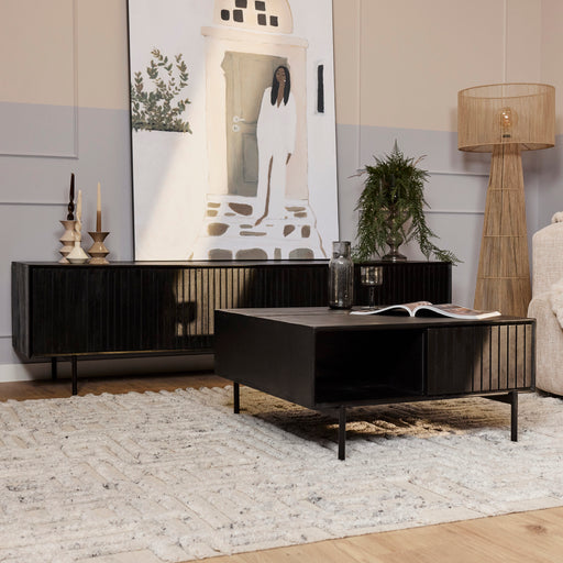 Vierkante salontafel Madison Zwart Mangohout 80 cm