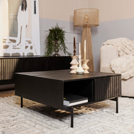 Vierkante salontafel Madison Zwart Mangohout 80 cm