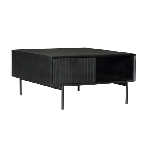 Vierkante salontafel Madison Zwart Mangohout 80 cm