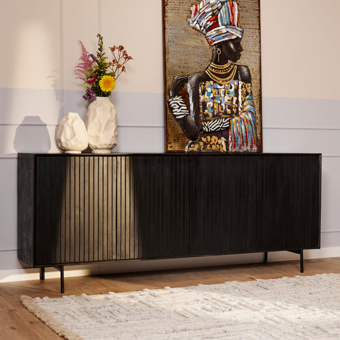 Dressoir Madison Zwart Mangohout 210 cm