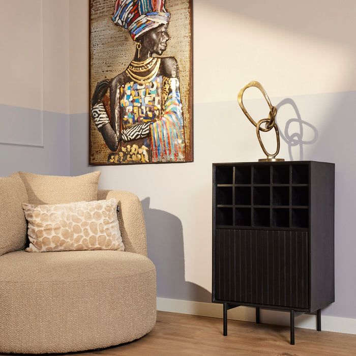 Wijnkast Madison Zwart Mangohout 55 cm