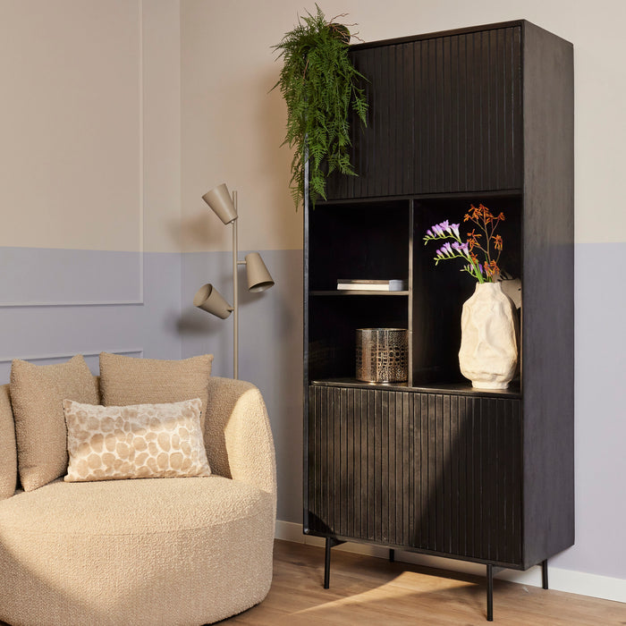 Vakkenkast Madison Zwart Mangohout 90 cm