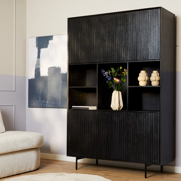Vakkenkast Madison XXL Zwart Mangohout 135 cm