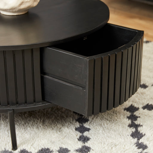 Ronde salontafel Madison Zwart Mangohout 80 cm