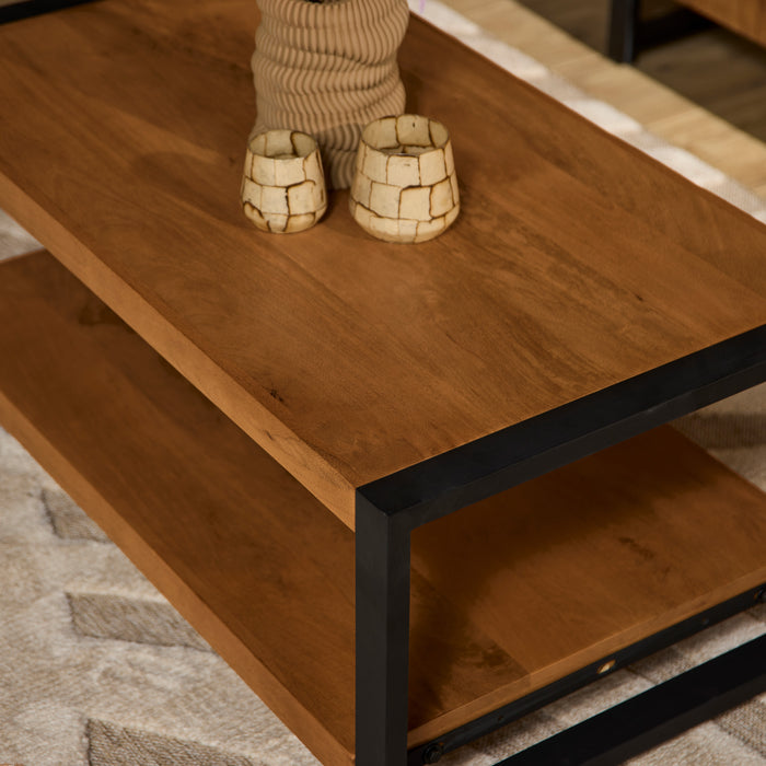 Salontafel Boaz met onderblad Naturel Mangohout 110 cm
