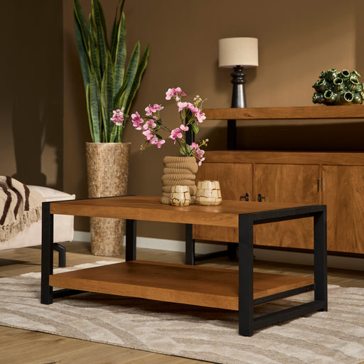 Salontafel Boaz met onderblad Naturel Mangohout 110 cm