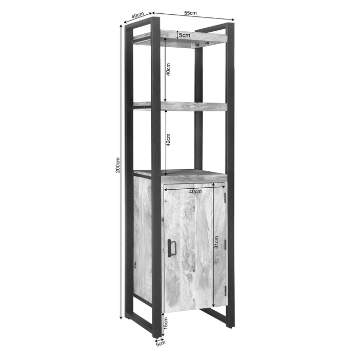 Boekenkast Boaz met deur Mangohout 55 cm