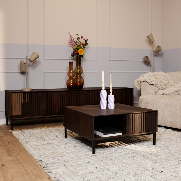 Vierkante salontafel Madison Bruin Mangohout 80 cm