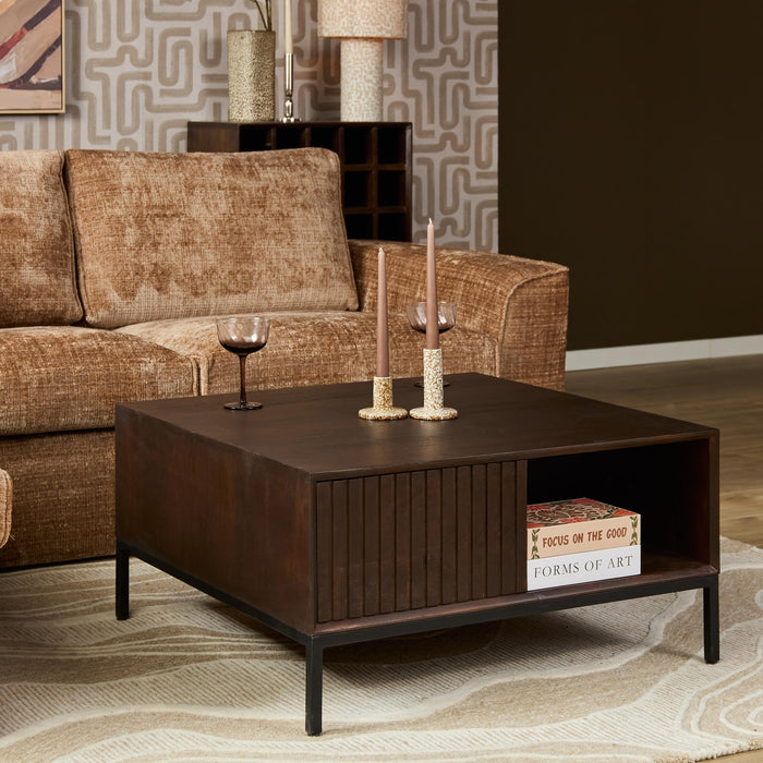 Vierkante salontafel Madison Bruin Mangohout 80 cm