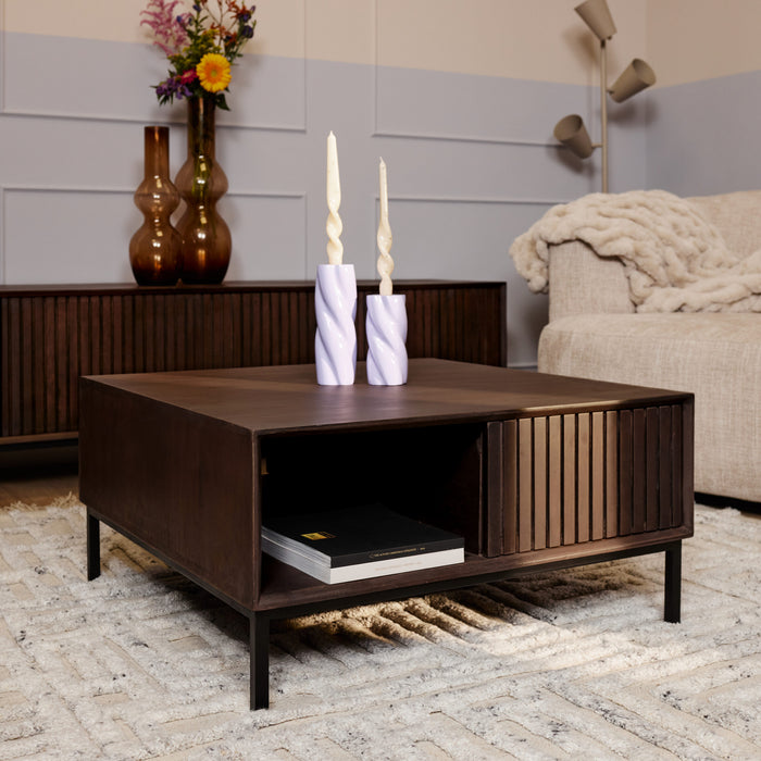 Vierkante salontafel Madison Bruin Mangohout 80 cm