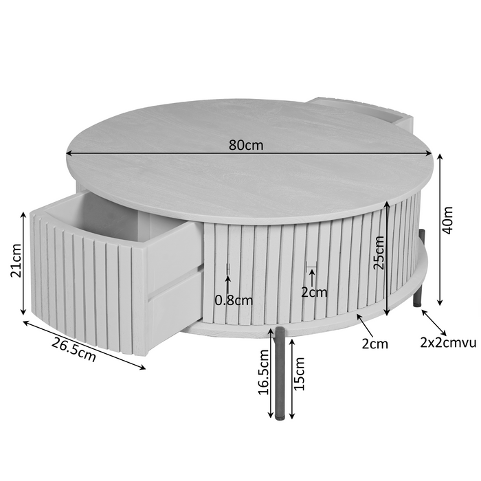 Ronde salontafel Madison Bruin Mangohout 80 cm