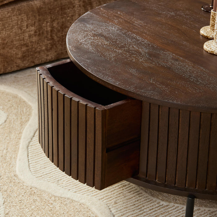 Ronde salontafel Madison Bruin Mangohout 80 cm