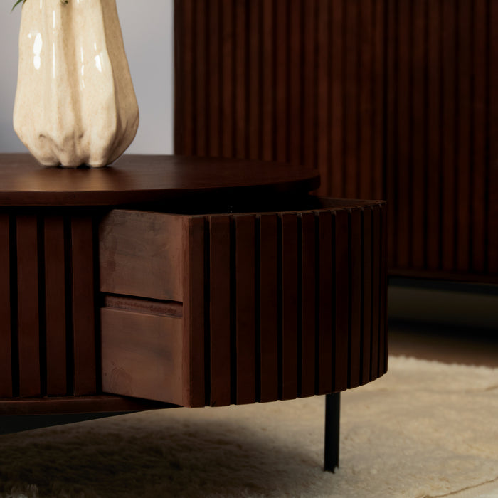 Ronde salontafel Madison Bruin Mangohout 80 cm