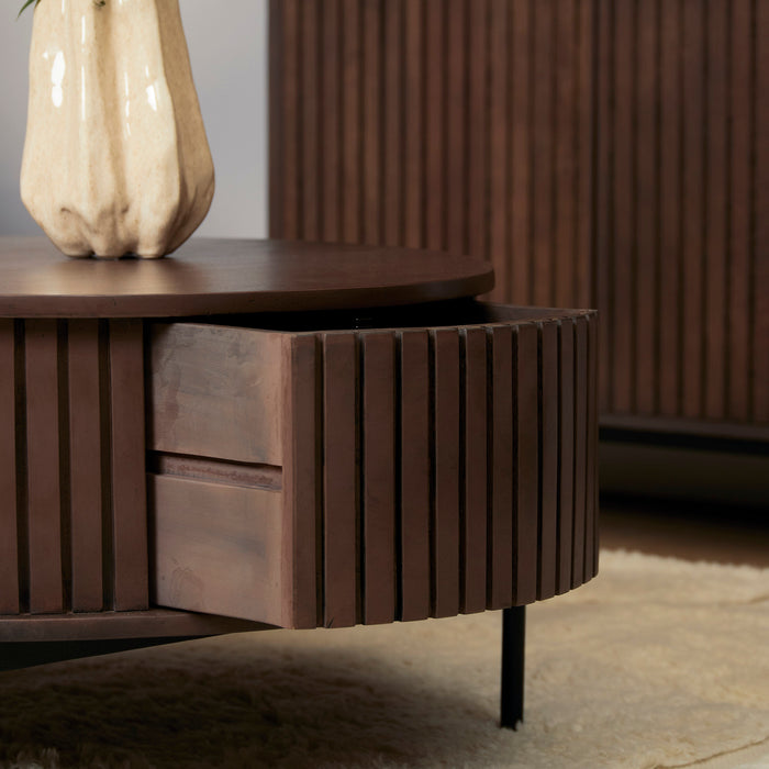 Ronde salontafel Madison Bruin Mangohout 80 cm