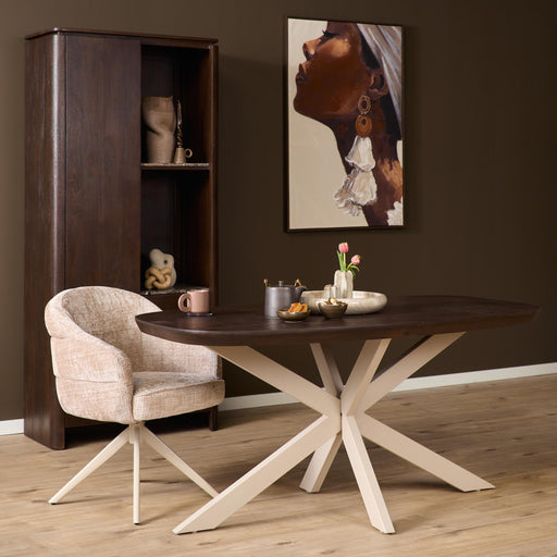 Deens ovale eettafel Madison Bruin Poot Zand Mangohout 160 cm