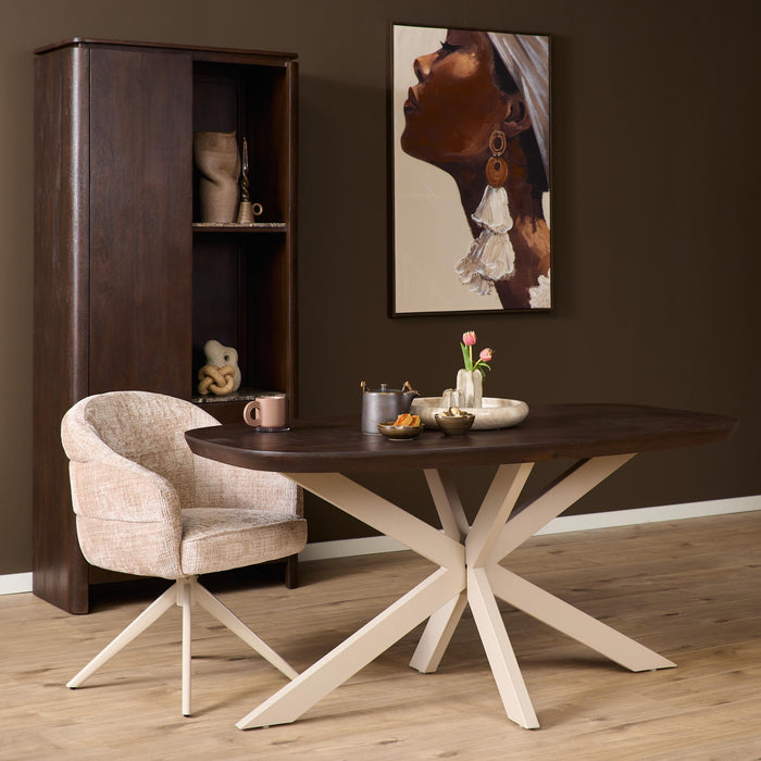 Deens ovale eettafel Madison Bruin Poot Zand Mangohout 160 cm