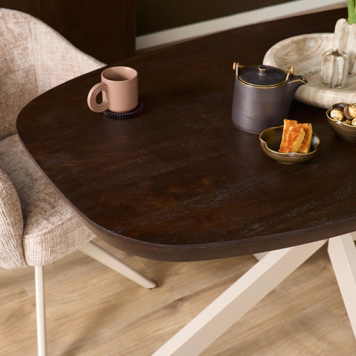 Deens ovale eettafel Madison Bruin Poot Zand Mangohout 160 cm
