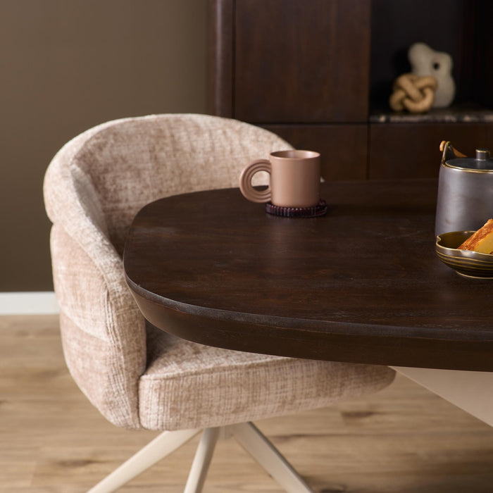 Deens ovale eettafel Madison Bruin Poot Zand Mangohout 160 cm
