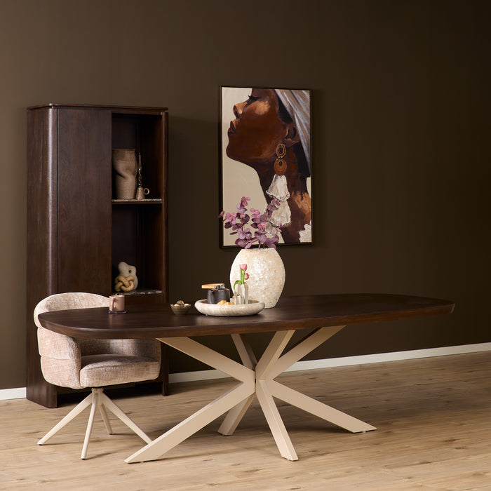 Deens ovale eettafel Madison Bruin Poot Zand Mangohout 200 cm